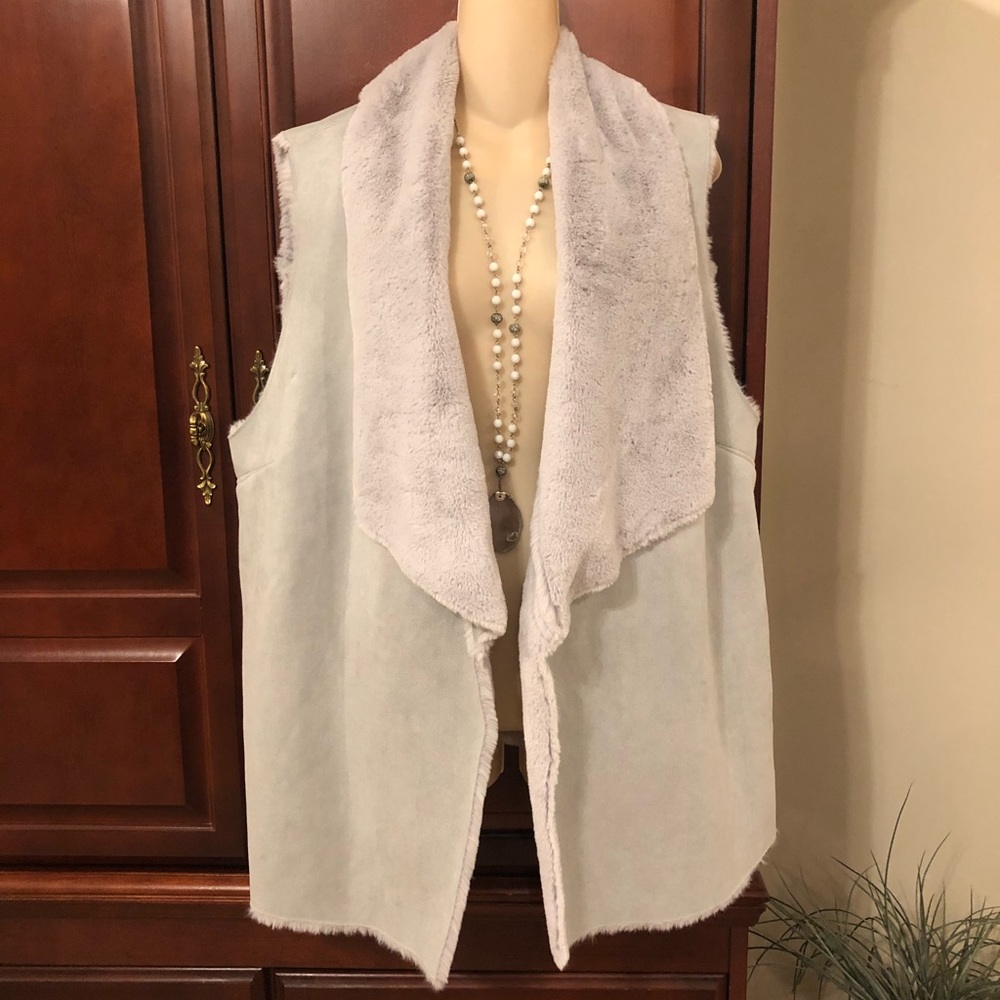 Lane Bryant Gray and Cream Vest